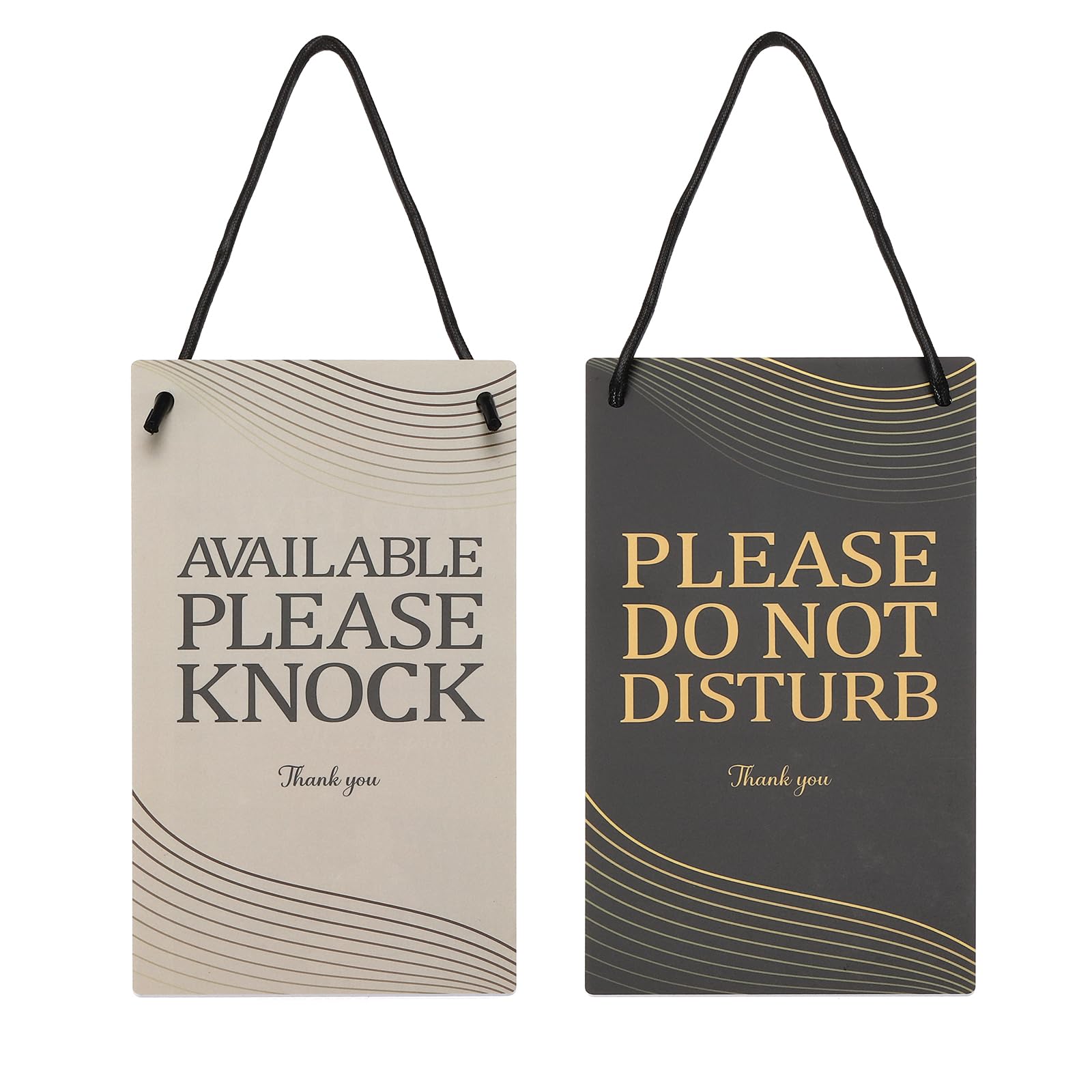 PATIKIL Please Do Not Disturb Door Sign, PVC Double Sided Available Please Knock Door Sign Decor for Office, Meeting, Session, Home, Recording, Black Yellow, 10" x 5"