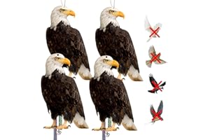 Kungfu Mall Fake Owl, Bird Scare Devices Cardboard, Owl Bird Scarers, Fake Owls, Bird Control with Reflective Tape, Plastic Hawks, 4PCS Hanging Bird Reflectors for Porch Roof Tree Patio