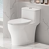 Elongated One Piece Toilet with Comfort Chair Seat ADA Height 17.33", Powerful Dual Flush 0.8/1.28 GPF Compact Toilet, MAP 10