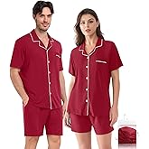 YOPUGEE Matching Couple Pajamas Set, Cotton Button-Down PJs with Pocket, His & Hers Pajama Set, Gifts for Couples, S-XXXL