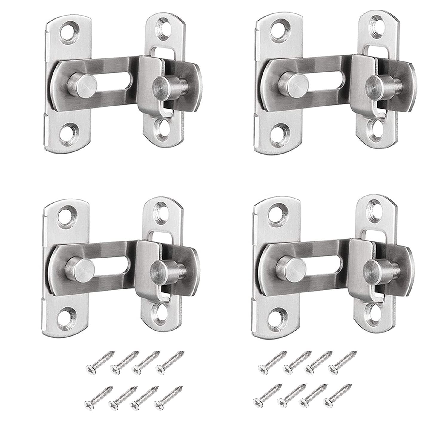 do not apply 1 Cylinder Cabinet Drawer 4 PCS 90 Degree Right Angle Flip Stainless Steel Bolt Lock with Screws, Heavy Duty Bathroom Bedroom Door and Window Latch, Silver