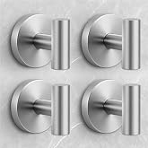 WingWider Shower Hooks for Inside Shower,No-Drill Removable&amp;Reusable Towel Hooks for Bathroom,Heavy Duty Suction Cup Hooks for Glass Window,4 Packs(Silver)