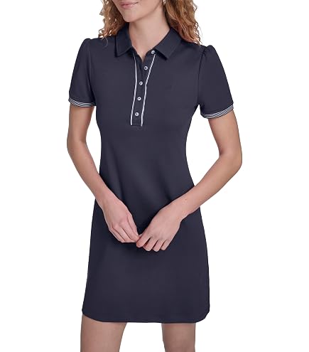 Nautica Sustainably Crafted Long-Sleeve Polo Dress, Bright Red, XS at Amazon Women's Clothing store