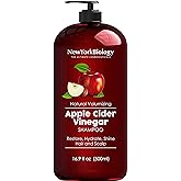 New York Biology Apple Cider Vinegar Shampoo - Helps Restore Shine, Hair Gloss and Hydration to Dry Hair and Itchy Scalp – Clarifying and Nourishing – Safe for All Hair Types - 16.9 fl Oz