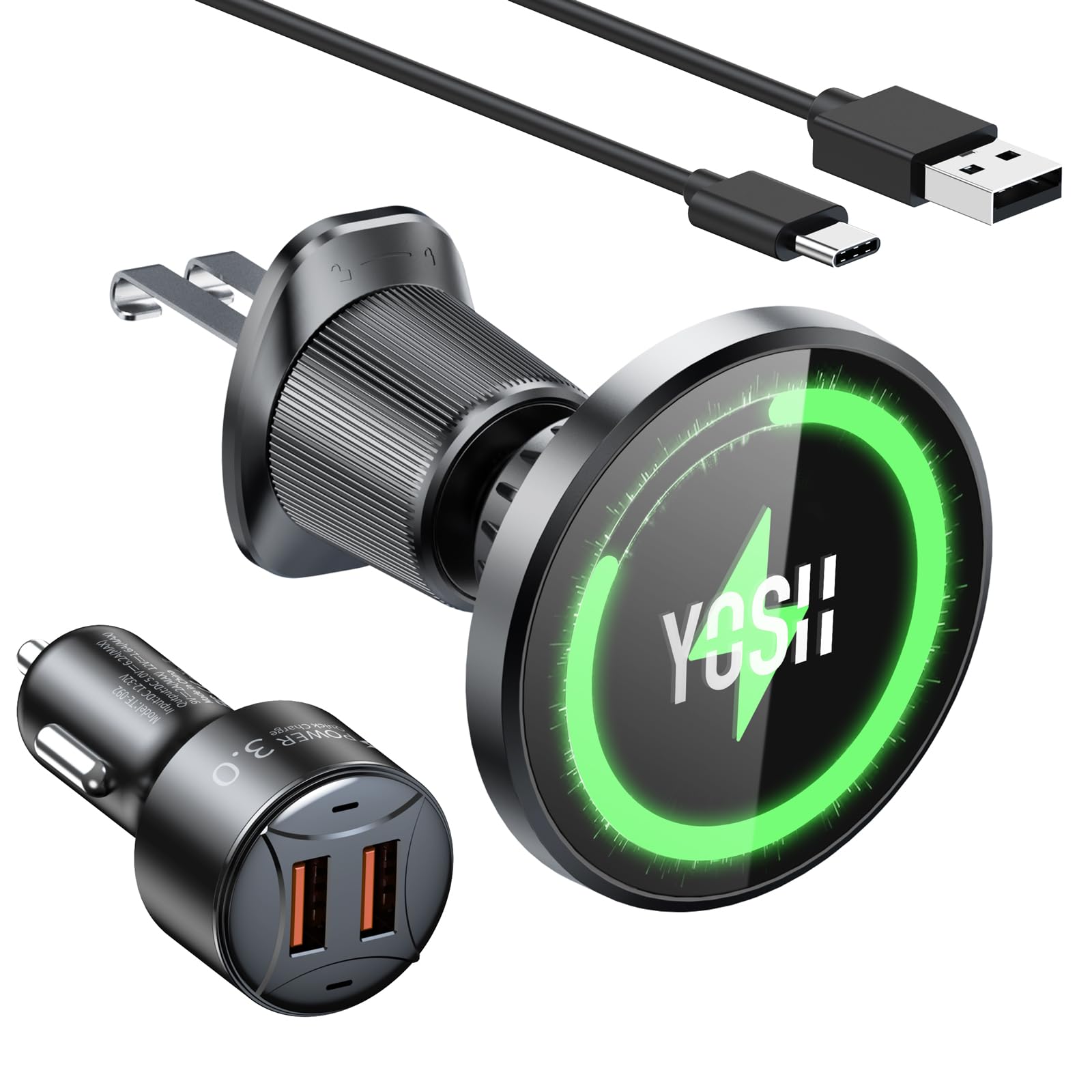 YOSH for MagSafe Car Charger Mount Air Vent, Wireless Magnetic Fast Charging for iPhone Charger Mount, Magnet Phone Holder Cradle with 36W Car Adapter for iPhone 16/15/14/13/12 Series