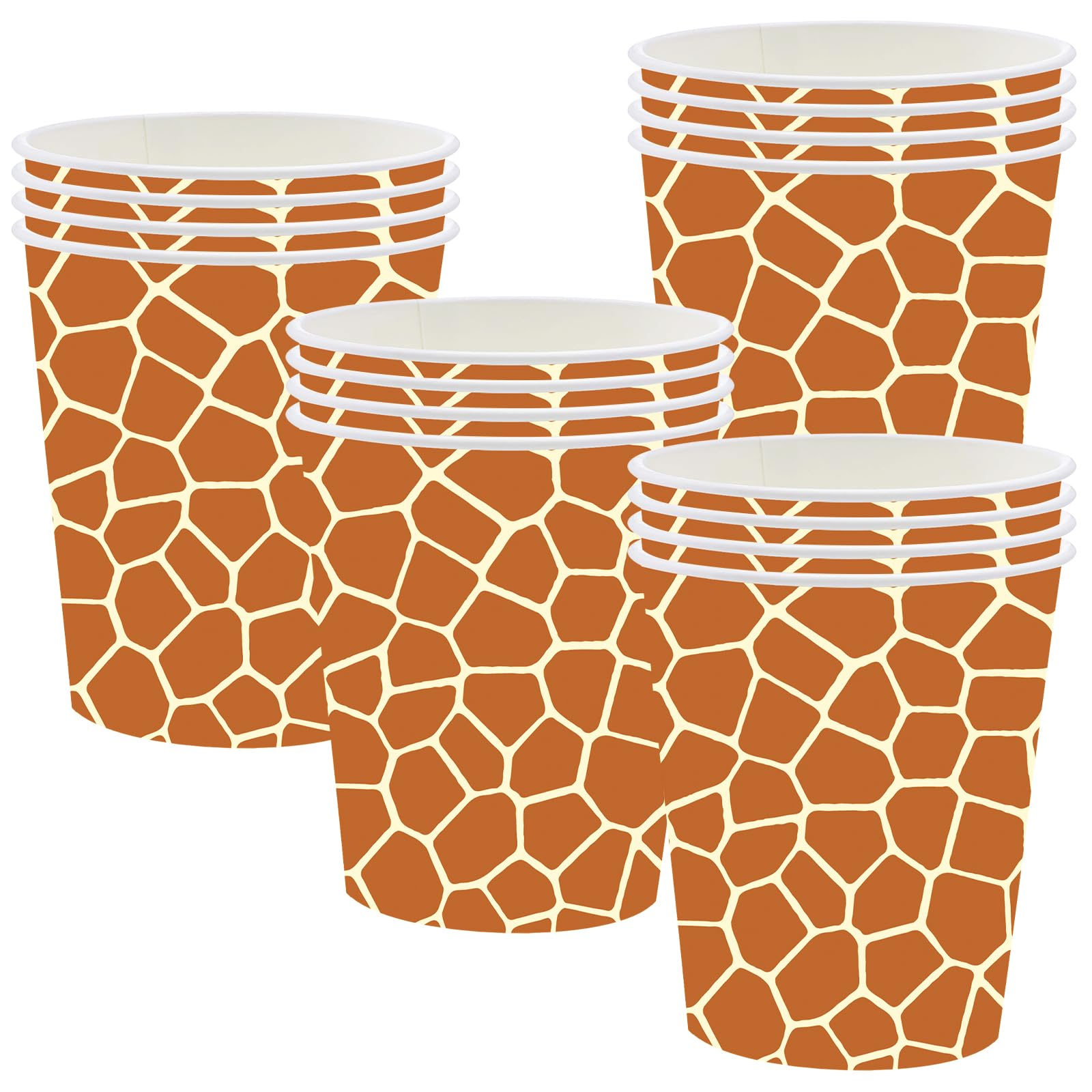 POPOYU 16P Jungle Safari Animal Party Giraffe Print Paper Cups, Jungle Animal Party Disposable Paper Cups, Jungle Theme Party Tableware Decorations Set for Kids Jungle Safari Reptile Party Supplies