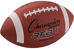 Champion Sports Rubber Football – Durable All-Weather Football with Enhanced Grip - Backyard Play & Training – Pee Wee to Official Sizes