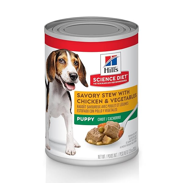 HILL’S SCIENCE DIET PUPPY WET DOG FOOD, CHICKEN & VEGETABLES, 12.8 OZ. CANS, 12-PACK