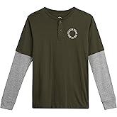 Volcom Boys' Two-Fer Shirt - Pullover Crewneck Long Sleeve Shirt - Stylish Logo Graphic Tee for Boys (Size: 8-20)
