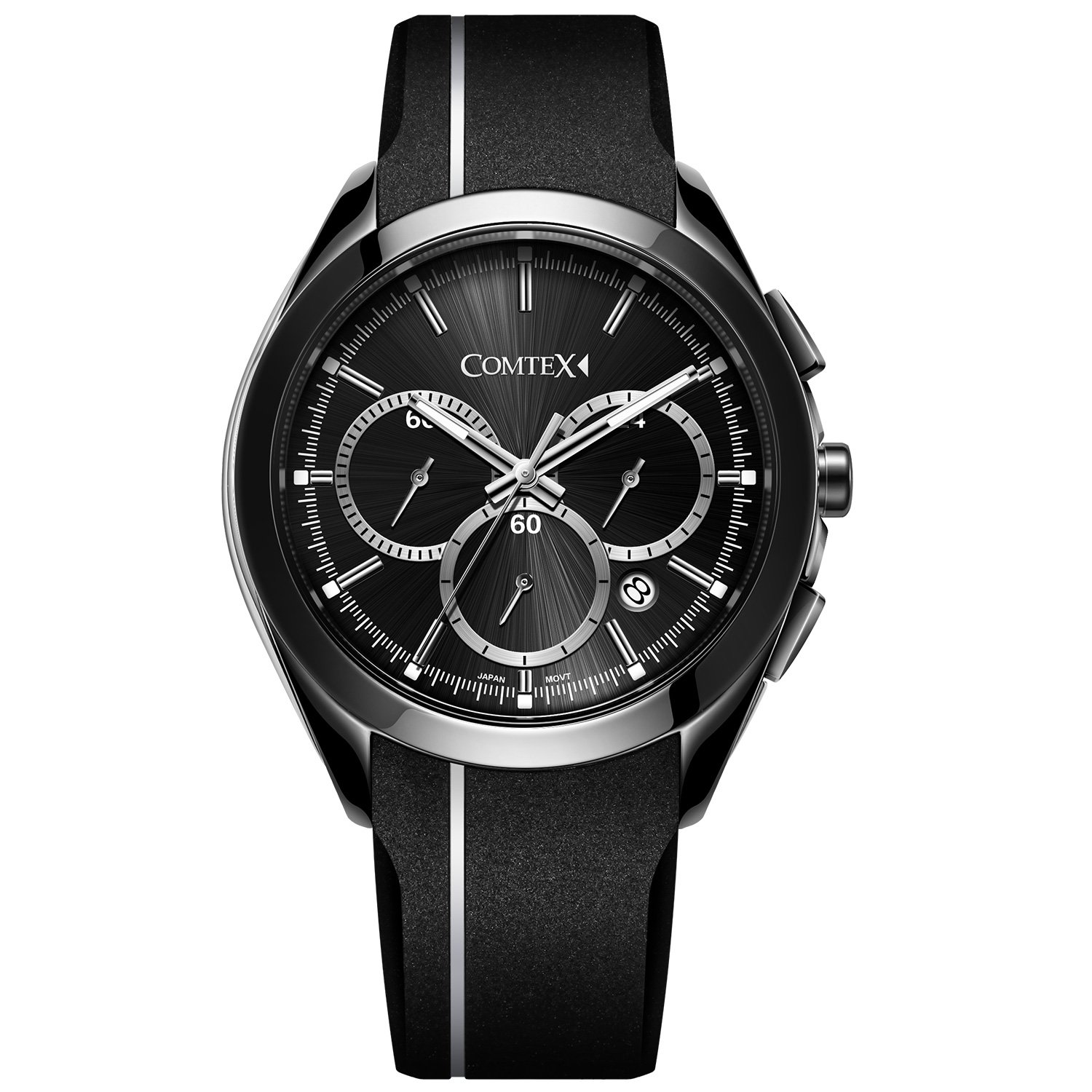 COMTEX Men's Quartz Watch with Black Dial Chronograph Display Black Silicone Sports Watches — image 1