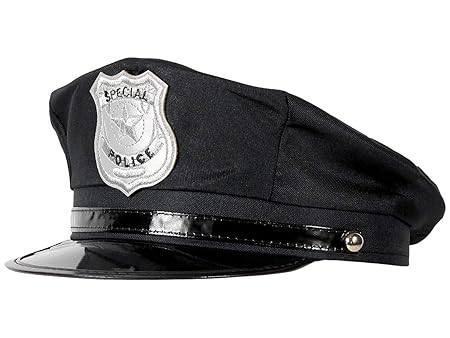 Alsino Polizeimütze verstellbar Polizei Hut Cop Erwachsene schwarz (174) Fasching Karneval Polizei-Kostüm - für Erwachsene, I