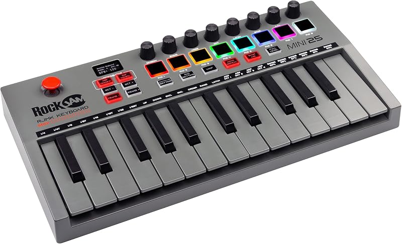 Go 25 Key USB & Bluetooth MIDI Keyboard Controller con 8 Drum Pad Retroilluminati, 8 Manopole