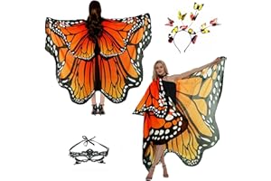 Niurui Halloween Butterfly Wings Costume for Womens, Moth Wings Butterfly Cape Adult Costume with Mask & Headband(3pcs)