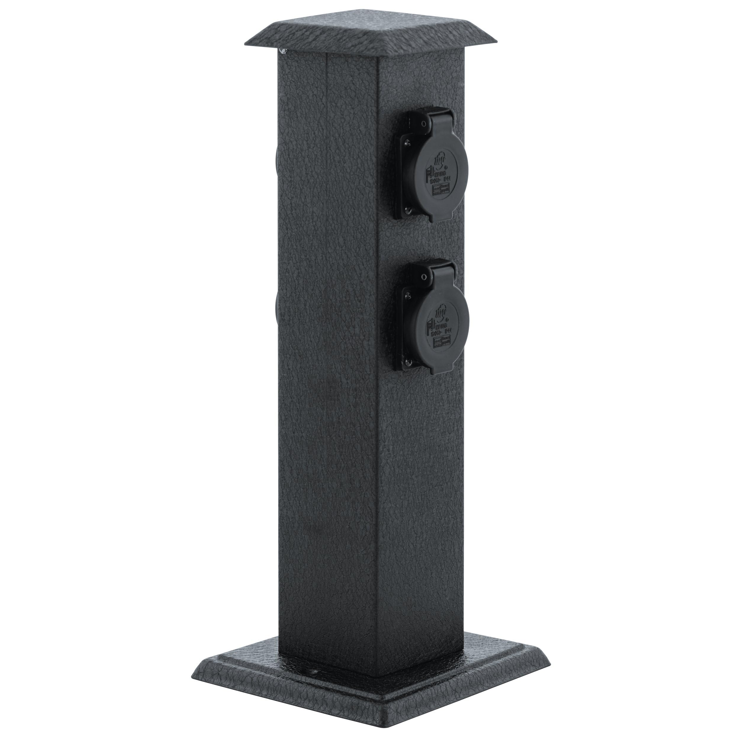 Eglo Outdoor Accessories Socket Column, Garden Socket, 4 sockets, Material: Steel and Plastic, Colour: Black, IP44