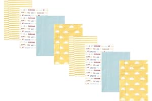 Hudson Baby Cotton Poly Flannel Burp Cloths Multipack, My Sunshine 8-Pack, One Size