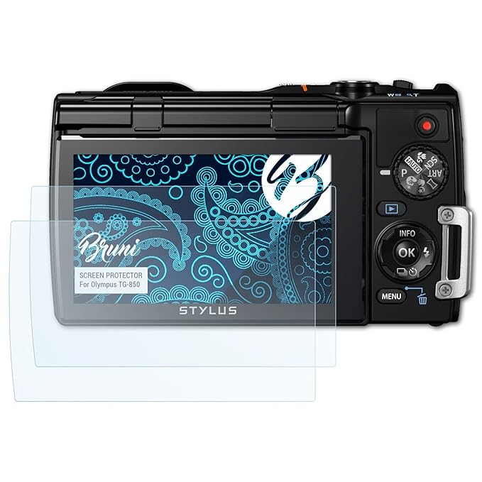 Bruni Schutzfolie für Olympus TG-850 Folie, glasklare Displayschutzfolie (2X)