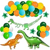 Dinosaur Birthday Decorations Dino Birthday Banner Giant Dinosaur Foil Balloons Star Balloons Latex Balloon Garland Dino Party Supplies Jungle Safari Dino Birthday Party Decorations for Boys Girls