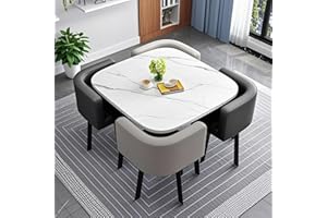 NUIPESN Office Reception Table Set for 4, Versatile Small Coffee Dining Table and Chair Set, Round/Square Furniture for Conference Room, 31.5 (Light Gray/Dark Gray, Square, Leather, 31.5"L*31.5"W*29.13"H)