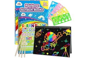 ZMLM Scratch Paper Art-Crafts Gift: 2 Pack Rainbow Notebooks Supplies Toys Easter Basket Stuffers for 3 4 5 6 7 8 9 10 Years Old Girls and Boys Kids Birthday Party Games (Blue)