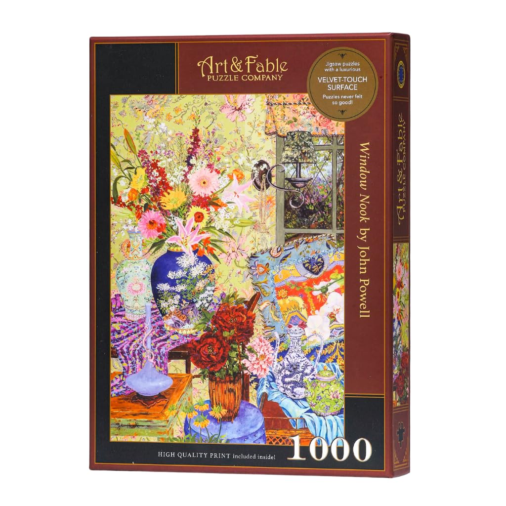 Art & Fable Puzzle Company Window Nook by John Powell 1000 Piece Fine Artwork Premium Adult Jigsaw Puzzle - Perfect for Game Nights, Gifting, and Family Fun