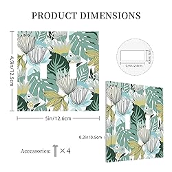 Retro Tropical Leaves 2 Gang Light Switch Cover