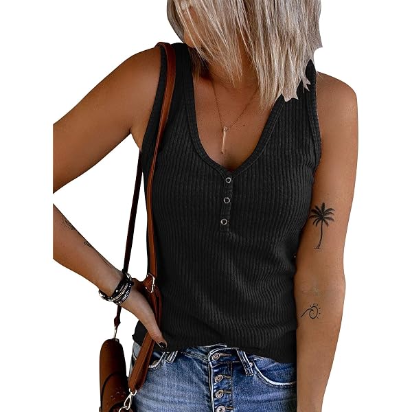 Onedreamer Women's Henley Tank Top - Sleeveless Button-Up Blouse For Summer & Casual Wear