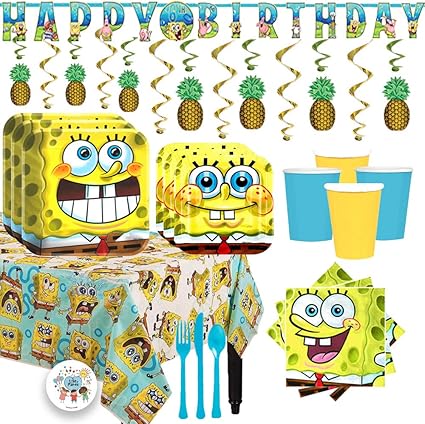 Spongebob Squarepants Party Hats X 8 Birthday Decorations Supplies