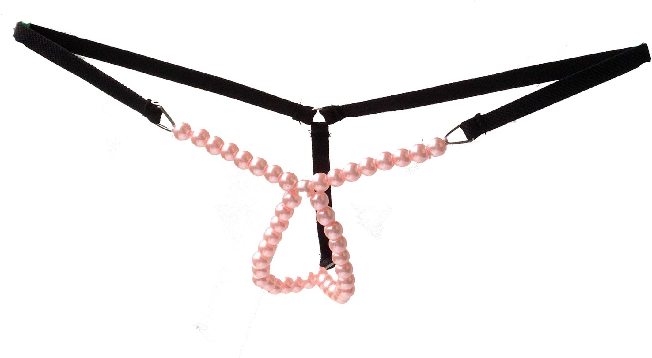 LadayPoa Sexy Panties Women T-Back Lingerie with Pearl Message G-String