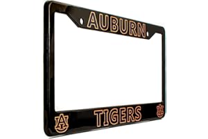 EliteAuto3K Auburn Tigers License Plate Frame Cover – Black – 12.25” x 6.25” - Ideal Gift for Sports Fans & Supporters – Slim Design