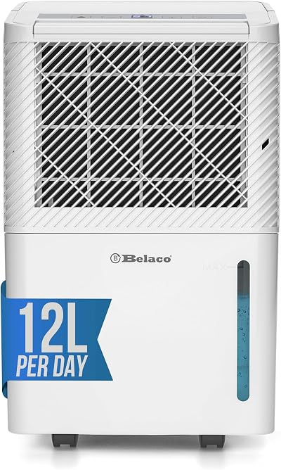 Belaco 12L Compressor Dehumidifier for Home Compact 24h Timer Digital Display