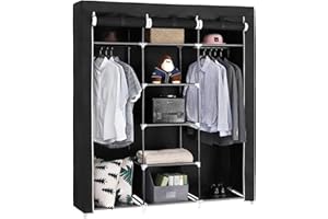 SONGMICS Portable Clothes Closet, Non-Woven Fabric Wardrobe, Storage Organizer, Black URYG12H