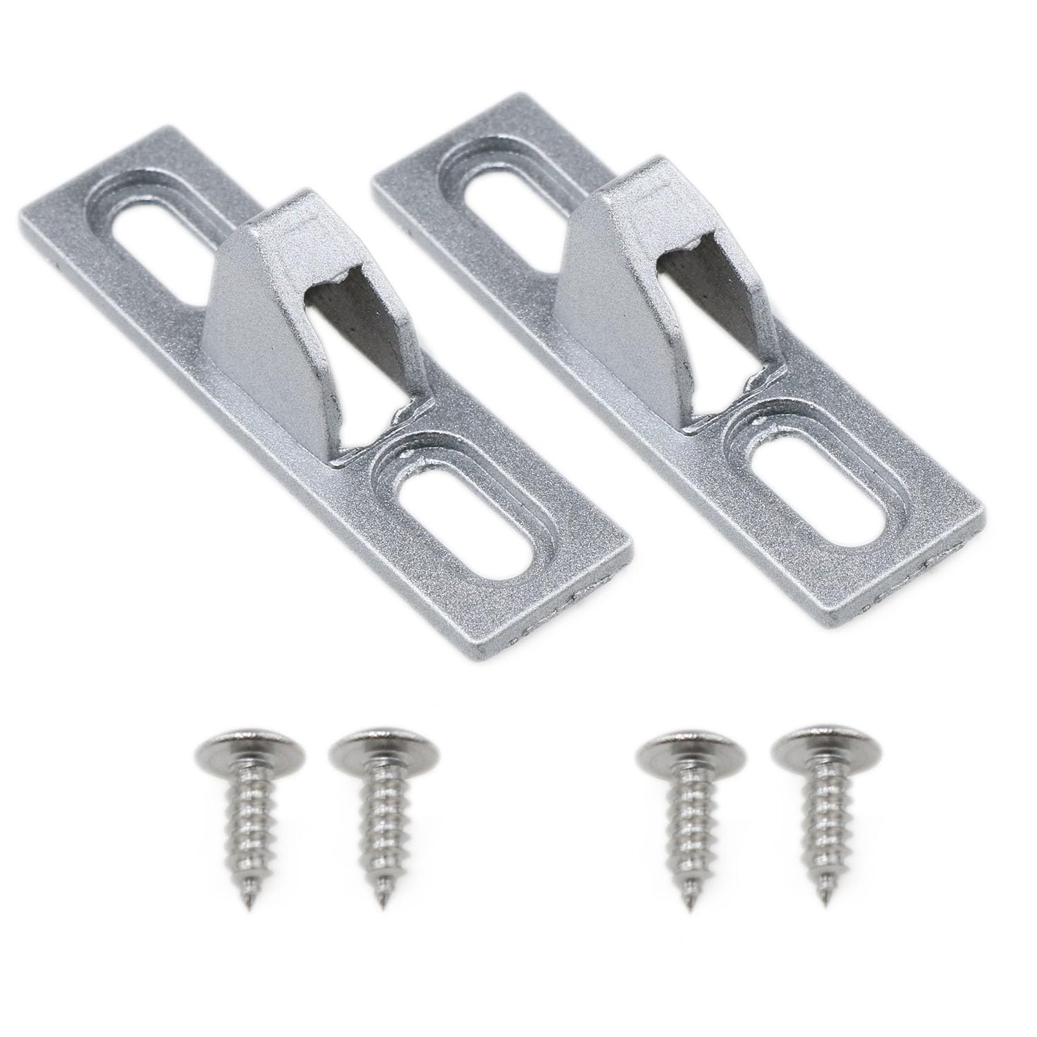 Photo 1 of Meuey Lyot Sliding Door Keeper 2.4X 0.65inch Glass Lock Sliding Door Hardware Sliding Door Lock Latch Sliding Door Latch Replacement with Mounting Screw for Various Sliding Patio Door (Silver) 2pcs