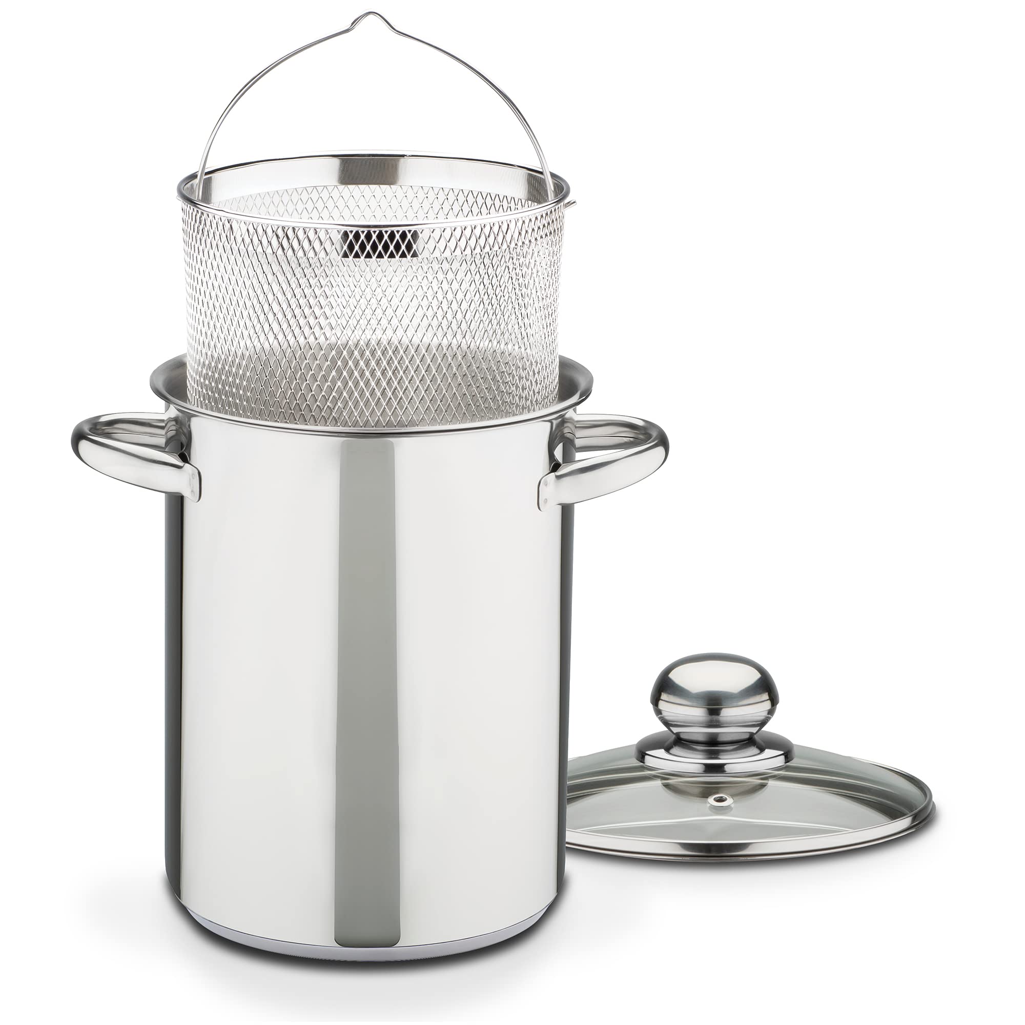 GSW Stahlwaren GmbH Spaghetti Pot with Insert, Silver, 16 x 21 cm, 4.2 Litre