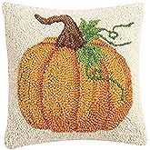 Peking Handicraft 31JES1576C10SQ Pumpkin Holiday Hook Pillow, 10-inch Square