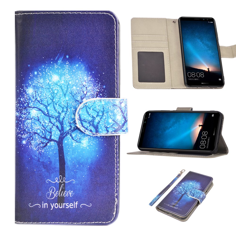 Huawei Mate 10 Lite Case, MagicSky Huawei Mate 10 Lite Wallet Case Folio Flip Premium PU Leather Case Cover with Card Holder Slot Pockets,Wrist Strap,Magnetic Closure for Huawei Mate 10 Lite, Believe in yourself