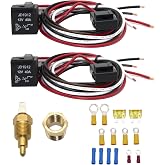 12V 40 Amp Dual Electric Fan Relay Kit Radiator Electric Fan Thermostat Kit Temperature Sensor Switch 185 On 175 Off,Dual Electric Fan Wiring Kit