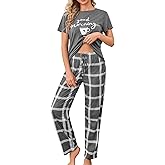 difficort Womens Pajama Sets Short Sleeve Pjs Tops with Long Pants Sleepwear Lounge Set with Pocket