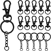 150Pcs Black Swivel Snap Hook Set,Swivel Clasp Keychain Hook Lobster Clasp Split Key Rings with Chain and Jump Rings Bulk for Keychain Lanyard,Jewelry,DIY Crafts Supplies