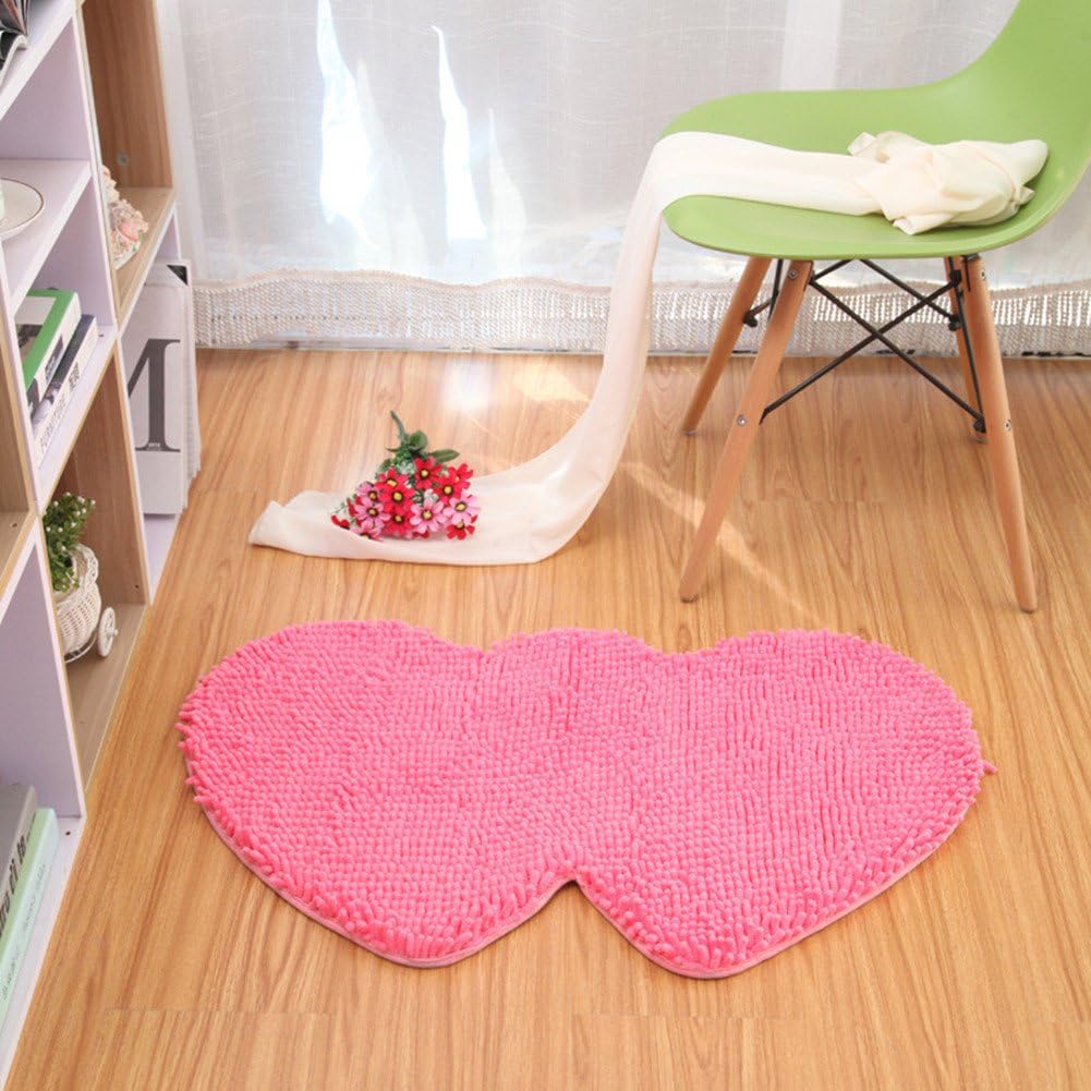 Fanjow Double Heart Carpet Heart Love Microfiber Chenille