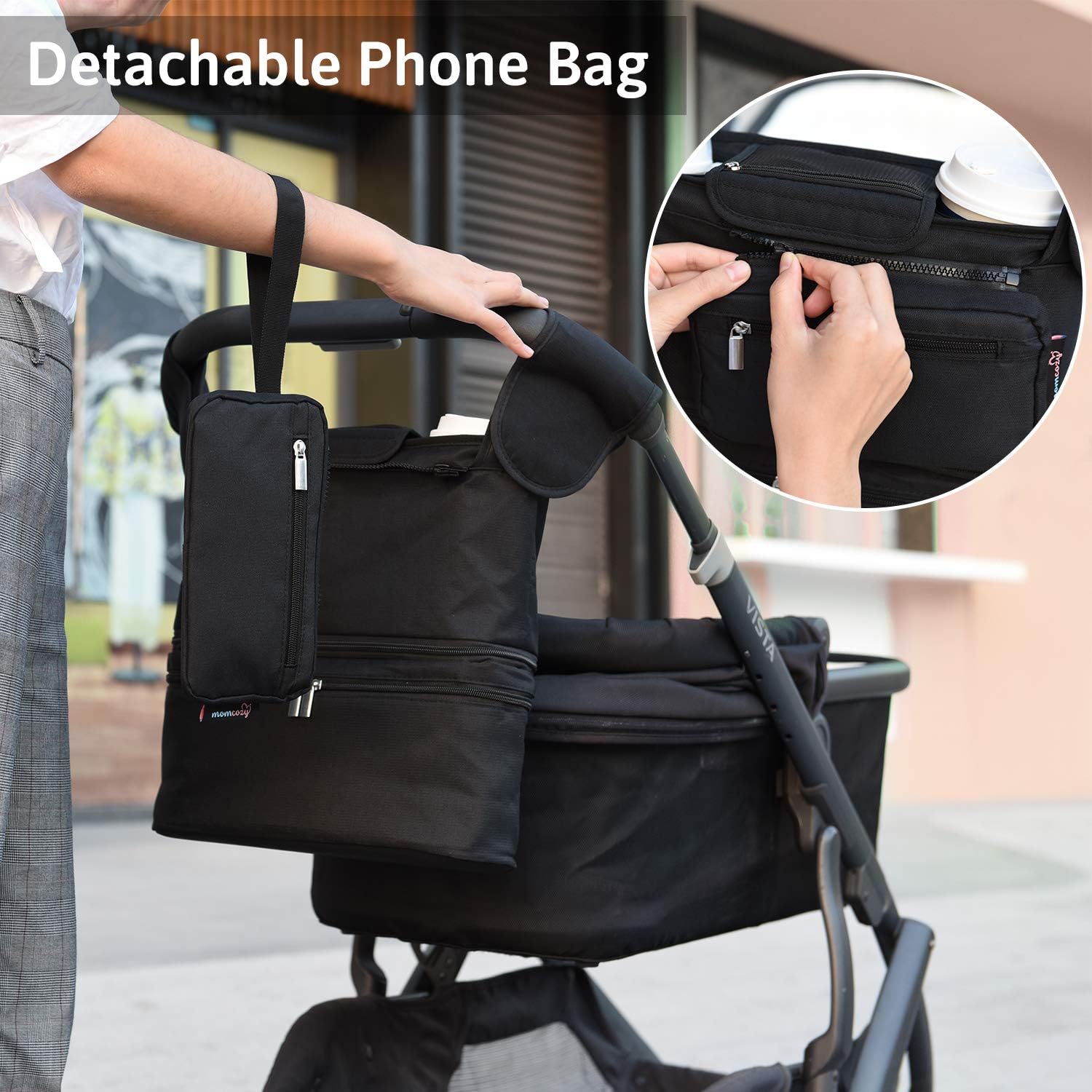 Momcozy 2-IN-1 Stroller Organizer With Insulated Cup Holders & Insulated Baby Bottle Bag / Breastmilk Cooler Bag, Fits for Stroller Like Uppababy, Baby Jogger, Britax, Bugaboo, BOB, Umbrella: Home Improvement