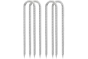 QNLONG Rebar-Stakes-12-Inch, Ground Stakes Heavy Duty U-Hook Galvanized Anti-Rust Ground Anchors for Camping Tent Trampoline Accessories Dog Fence Chicken Coop Deer Fence 4pcs