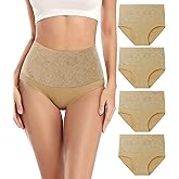 wirarpa Women's Cotton Stretch Underwear Briefs Soft Breathable High Waisted Full Coverage Ladies Panties Multipack