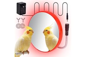 KHEARPSL Bird Heater for Cage, Bird Warmer with Mirror Birdcage Heater 12V Bird Heater Pad Bird Heating Plate for Conure Cockatiels Parrots Cocktail African Grays