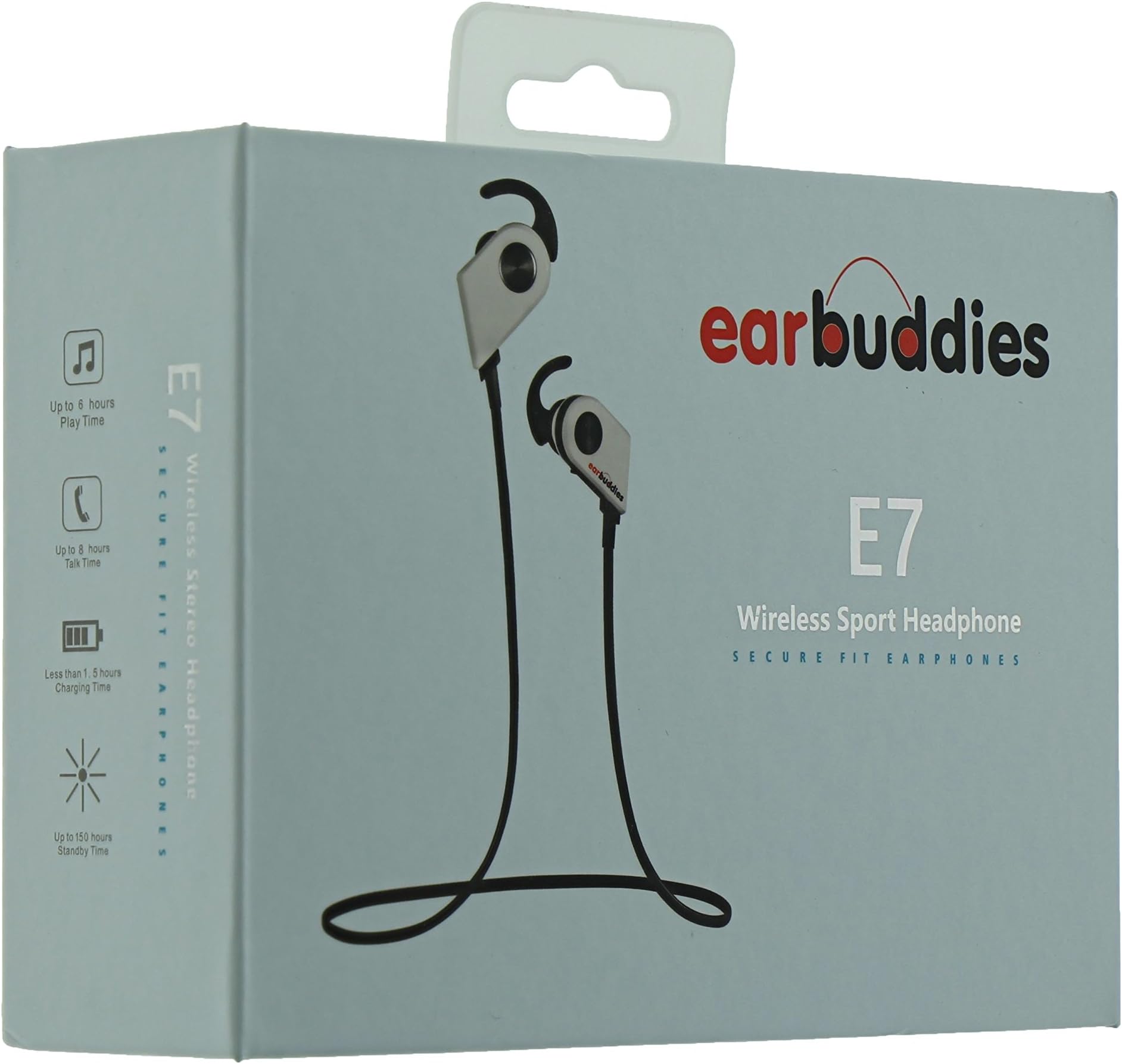 EARBUDDIES - E7 Bluetooth Wireless Earbuds, Magnetic SMART SWITCH for easy handsfree use with iphone or Android, Premium Sound Headphones with HD calling and echo cancelling