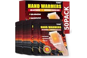 TCANG Hand Warmers Disposable - Up to 15 Hours of Heat - 50/100/200 Pack Super Long Lasting Air Activated Warmers, All Natural, Portable for Body, Hands & Toes - Odorless Hot Warmer Heater for Outdoor Sport