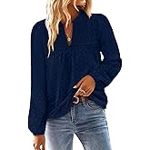 BETTE BOUTIK Womens Boho Fall Fashion Tops Long Sleeve Casual Shirts Flowy Swiss Dot Blouses