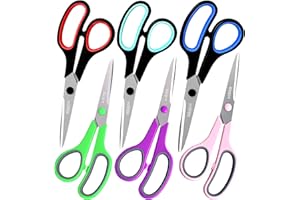 Scissors Set of 6-Pack, Rkqoa 8" All Purpose Scissors Bulk - Thick Sharp Shears for Office School Sewing Craft Fabric Supplies, Classroom Must have, Teacher/Class Scissor, Right/Left Handles