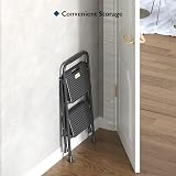 BONTEC 2 Step Ladder Folding Steel Step Stool 150kg Anti-Slip Pedals view 6