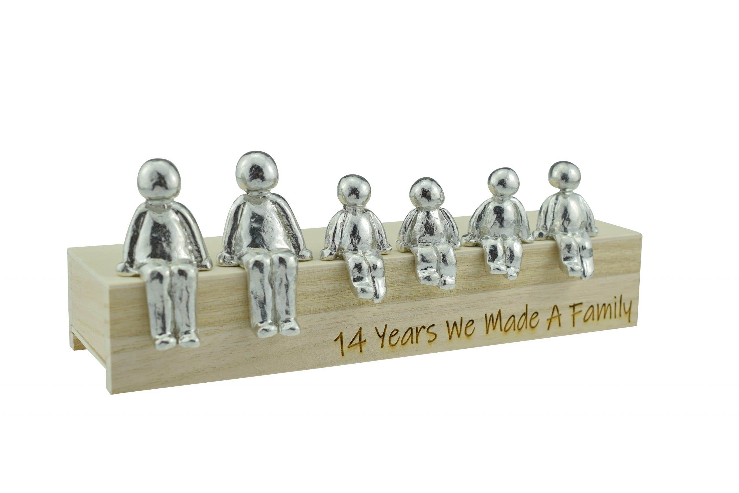 14th Anniversary Idea - 14 Years We Made A Family Metal Ornament - Choose Your Family Combination Box & Woodgrain May Vary(4 Children)