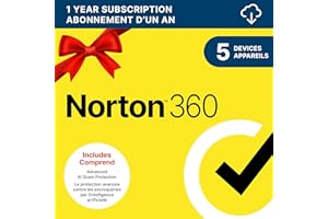 Norton 360, 2026 Ready, Antivirus software for 5 Devices, 1-Year Subscription - Includes VPN, Password Manager and PC Cloud B